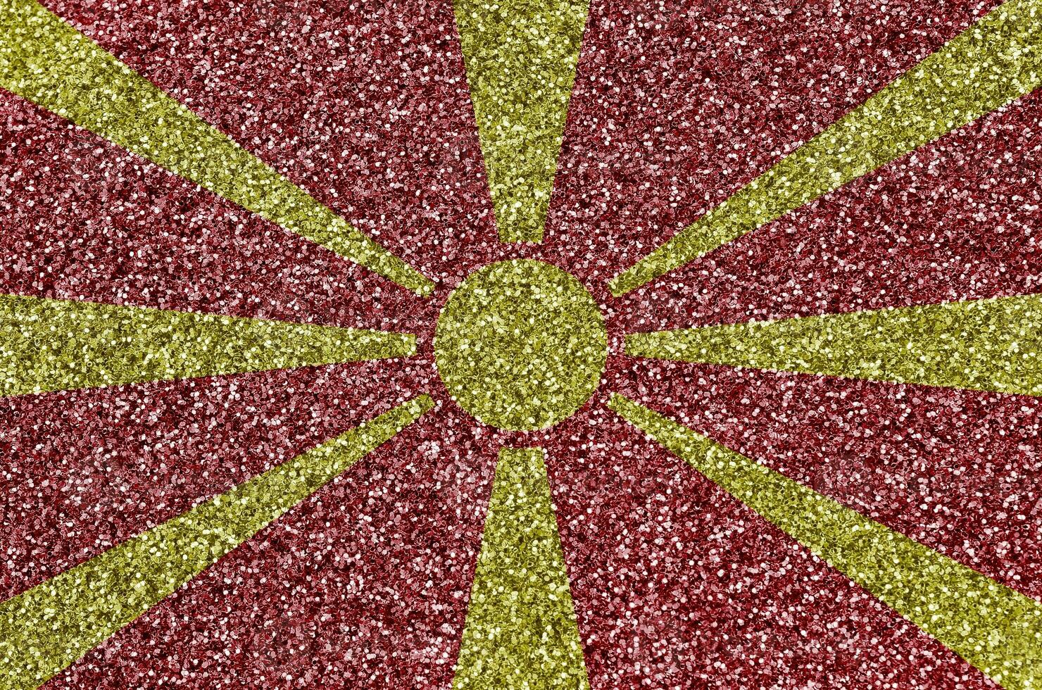 Macedonia flag depicted on many small shiny sequins. Colorful festival background for party photo