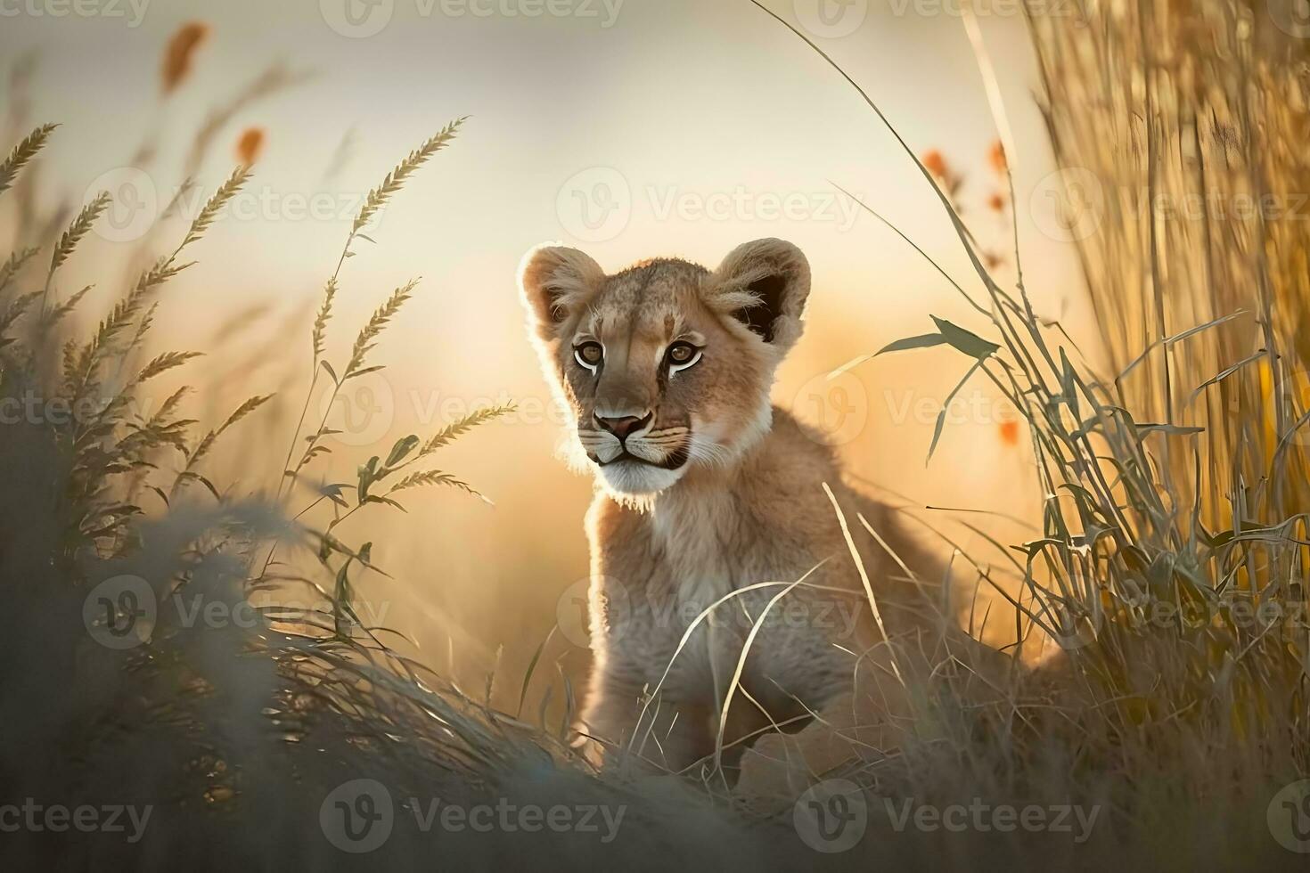 cute little lion cub. Neural network AI generated photo