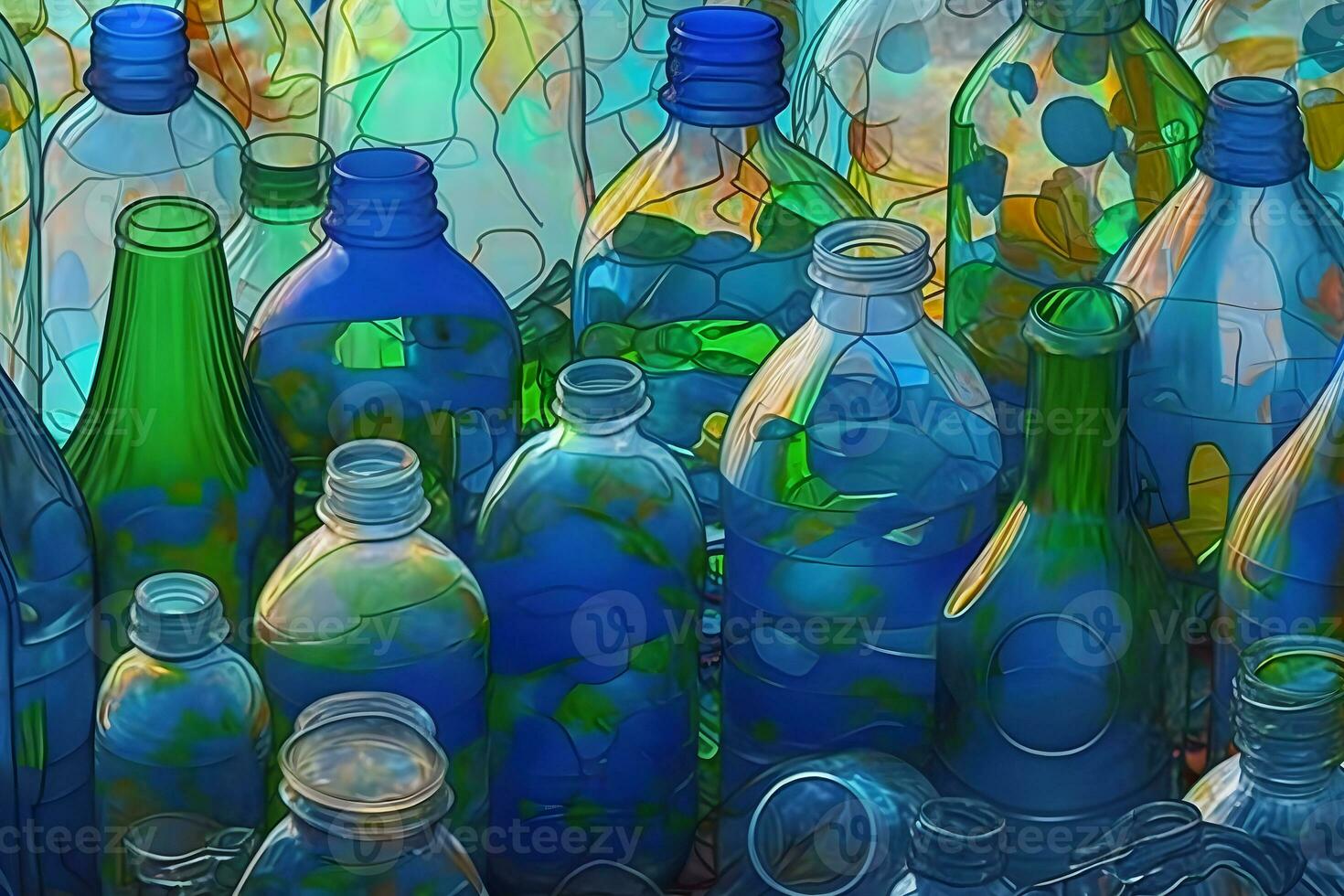 A lot of plastic waste bottles. Neural network AI generated photo