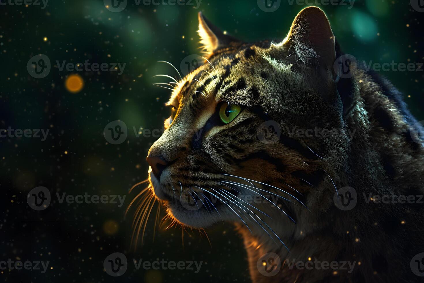 leopard portrait close up on dark background. Neural network AI generated photo