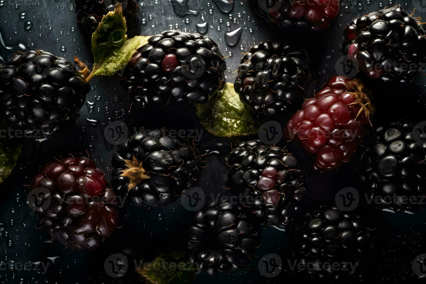 Blueberries on a dark background. Neural network AI generated photo