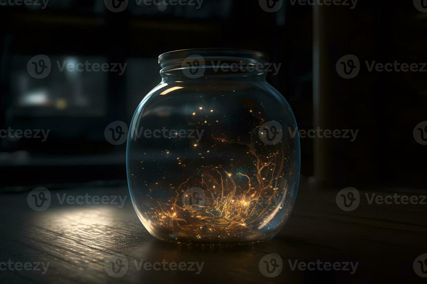 Space inside a glass jar. Neural network AI generated photo