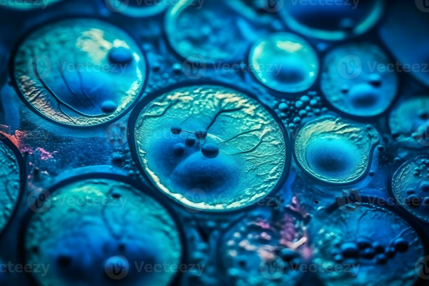 Cells under the microscope. Neural network AI generated photo