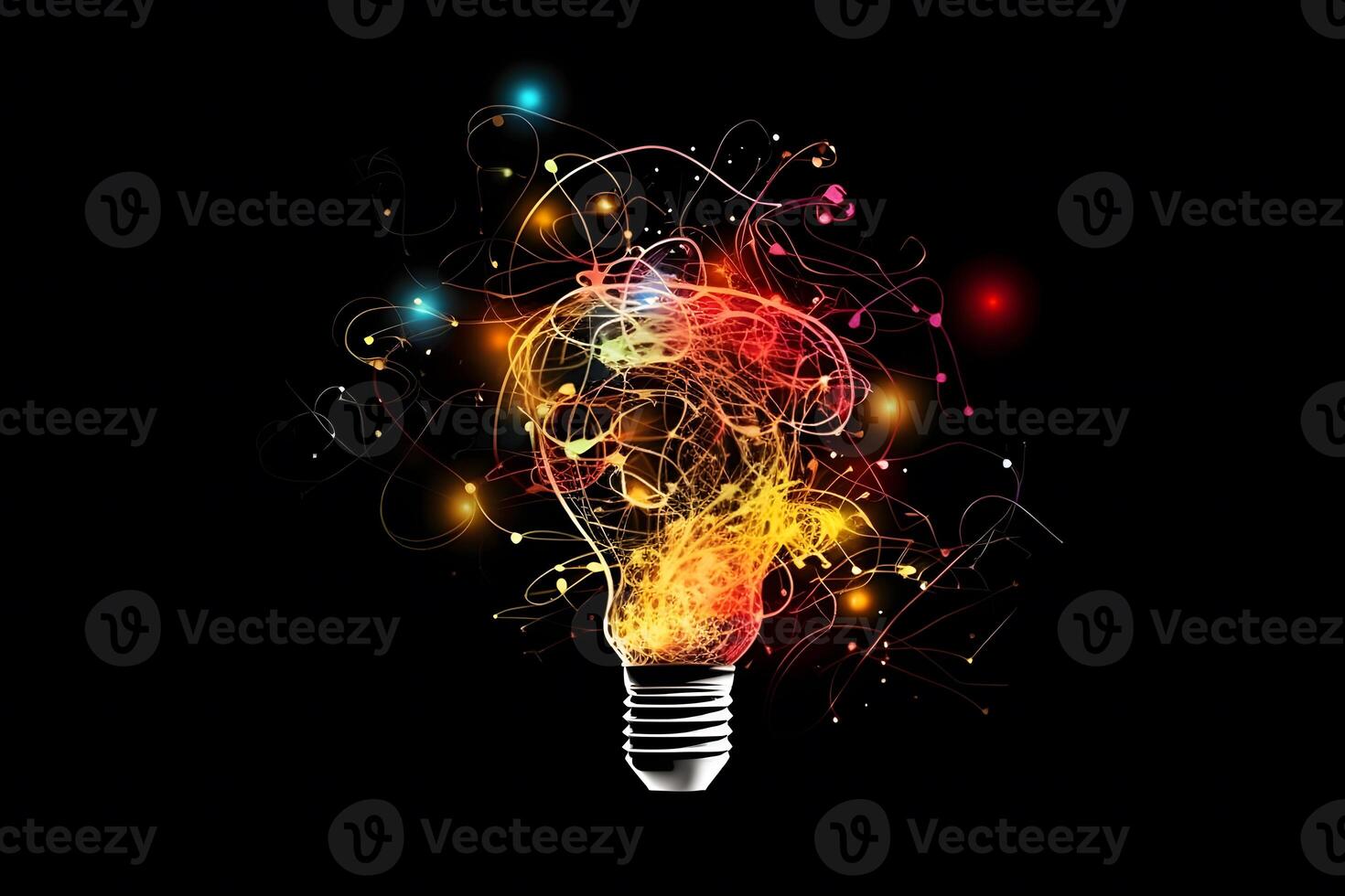 Light bulb abstract idea search concept. Creative and inspiration. Neural network AI generated photo