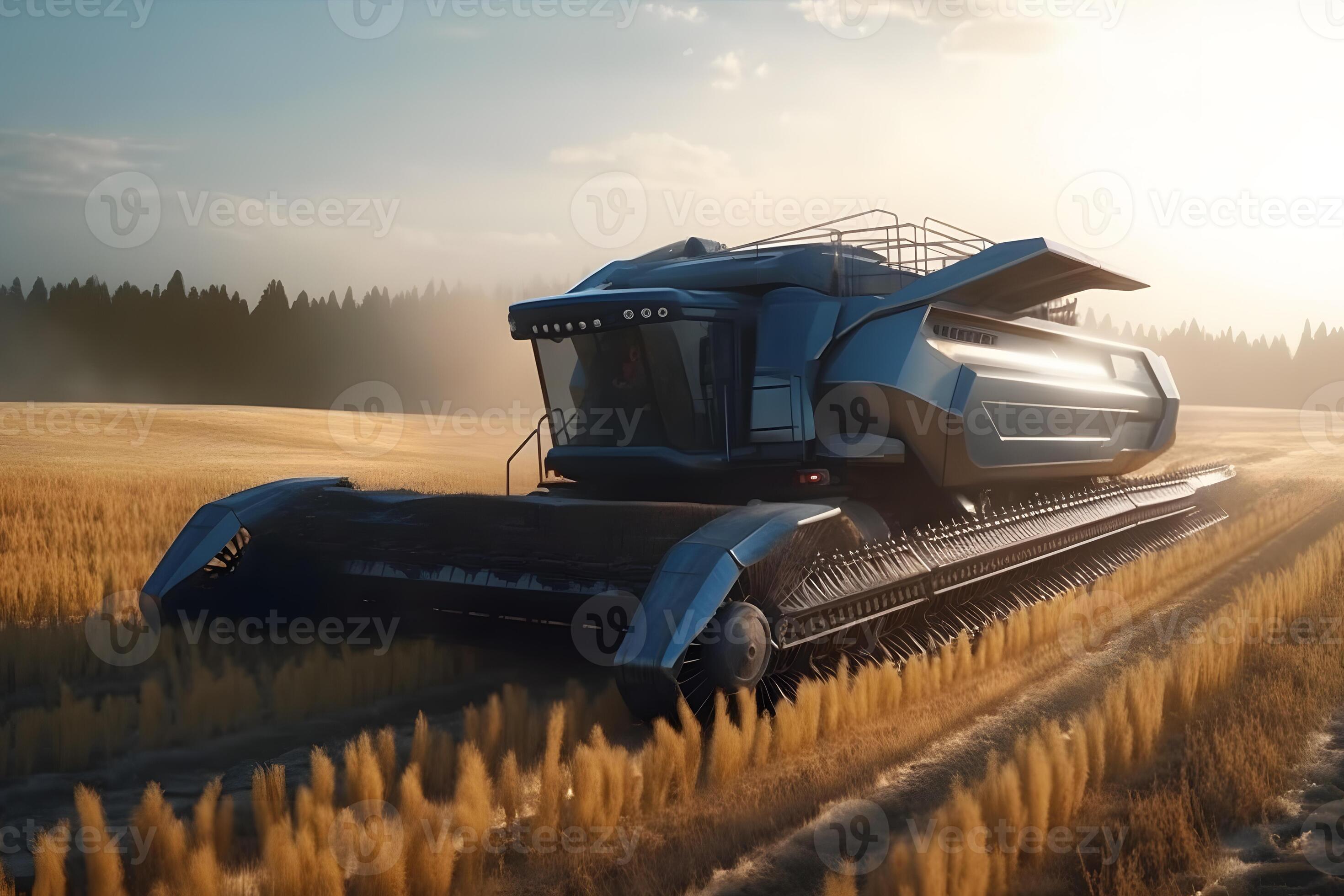 Combine harvester in the field. Neural network AI generated 29613969