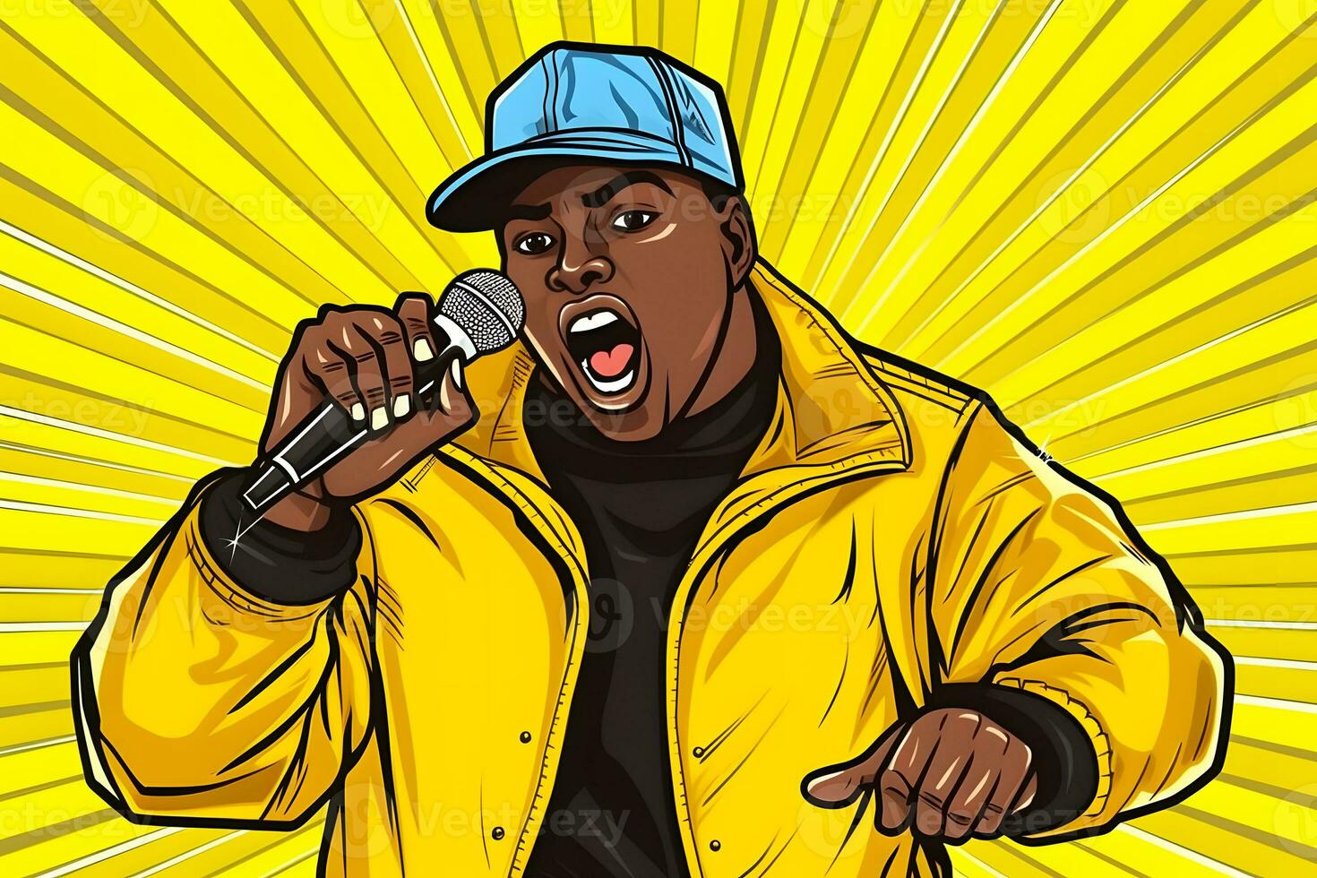 Cartoon style guy rapper. Neural network AI generated photo