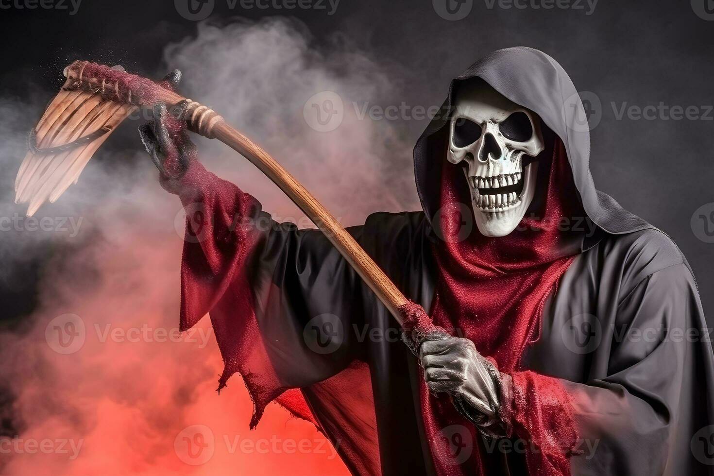 el imagen de muerte en oscuro ropa. neural red ai generado foto