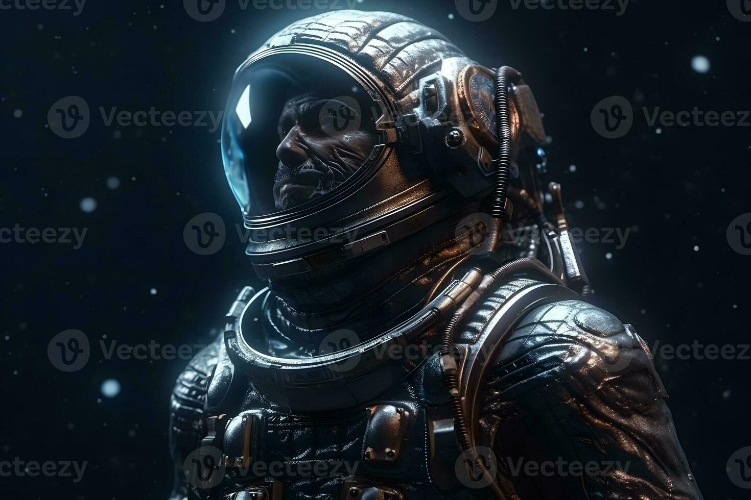 Alien on alien planet. Mars surface. UFO concept. Neural network AI generated photo