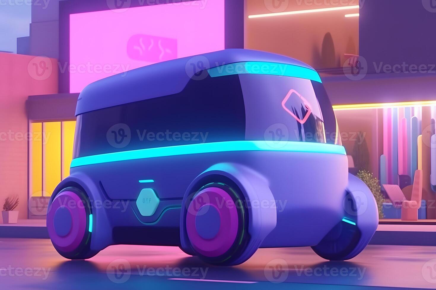 Self-driving delivery robot concept. Neural network AI generated photo
