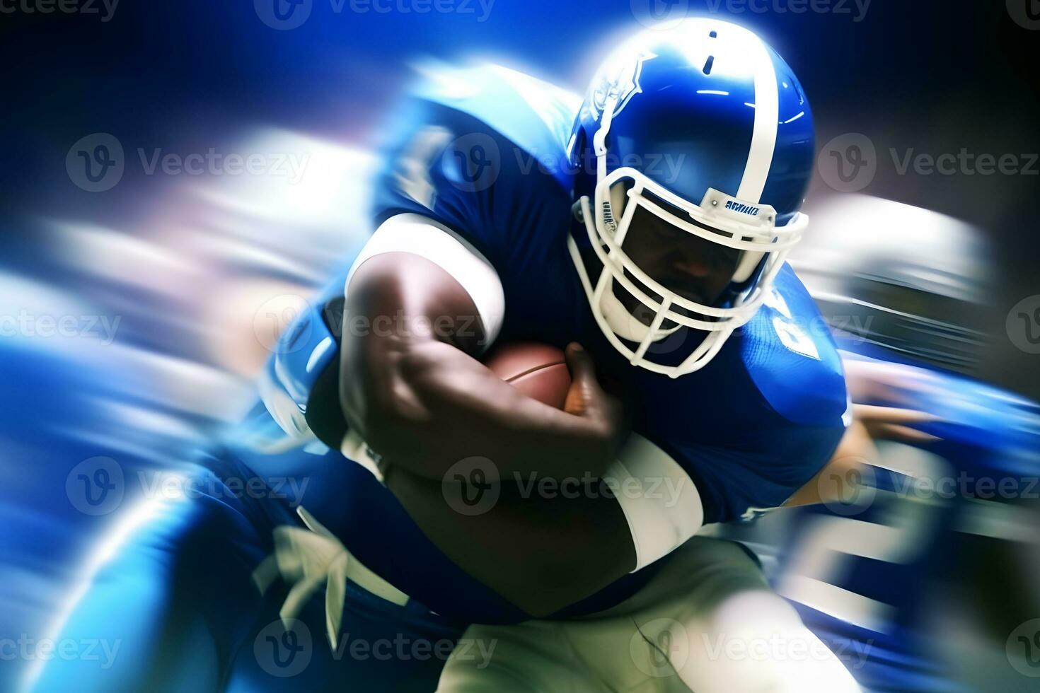 American football sportsman player on stadium. Neural network AI generated photo