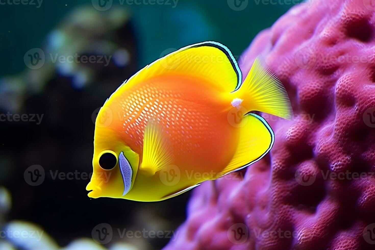 mar vida exótico tropical coral arrecife banda de cobre mariposa pez. neural red ai generado foto