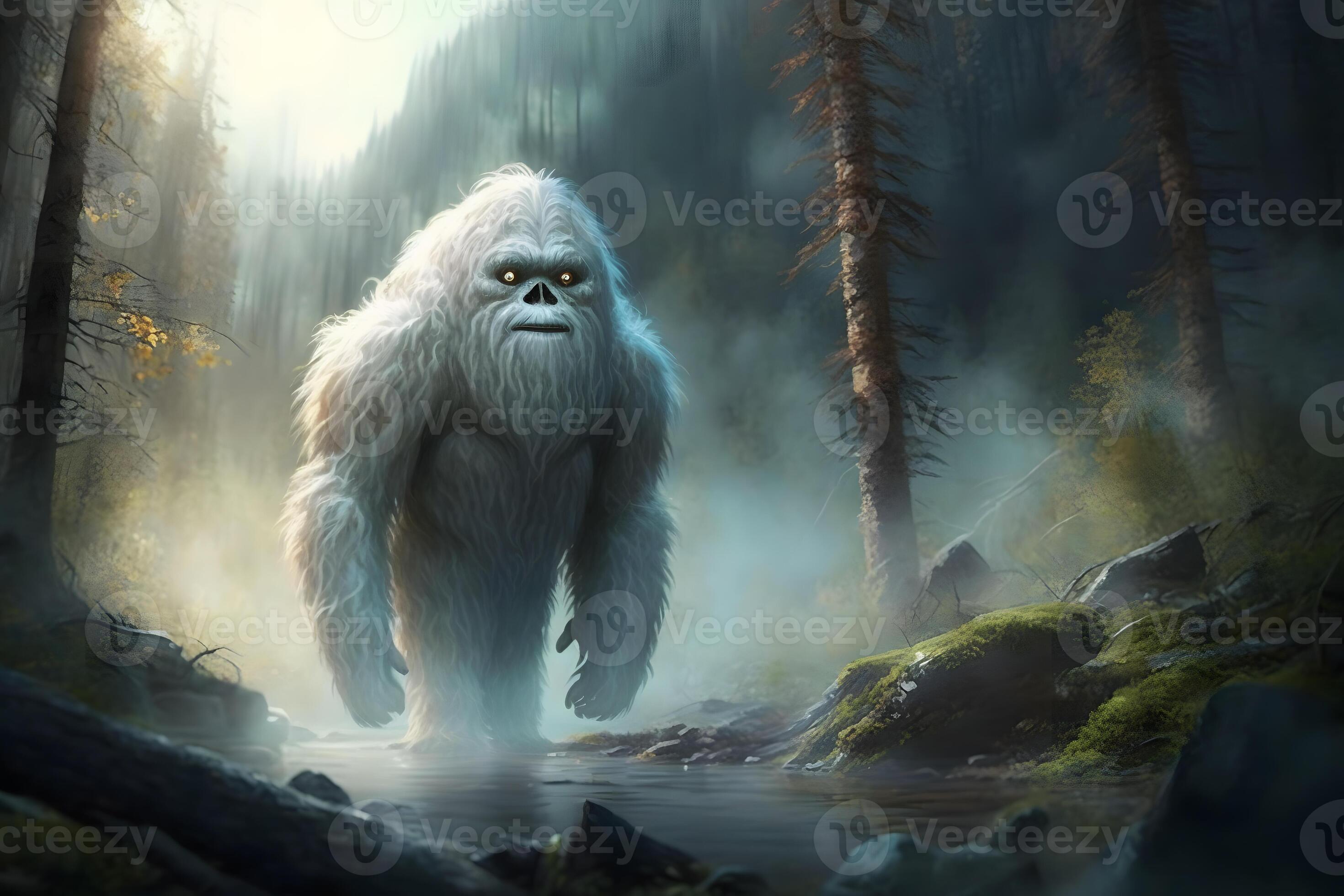 Yeti Or Abominable Snowman Walks Through Winter Forest Area Neural Yeti Or Abominable Snowman Walks Through Winter Forest Area Neural Network Generated Art Photo