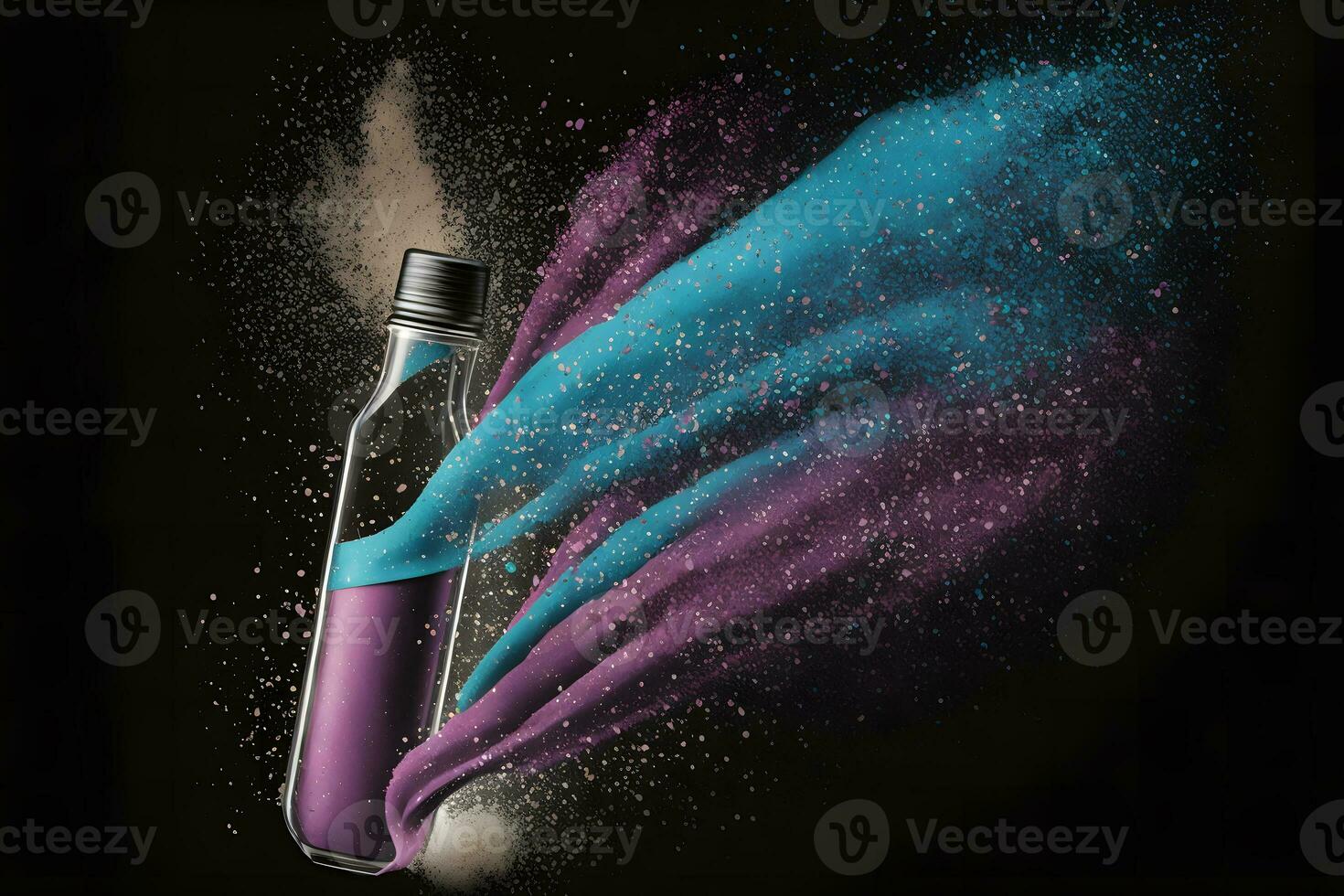 vaso envase con de colores arena en arco iris chapoteo antecedentes. neural red ai generado foto