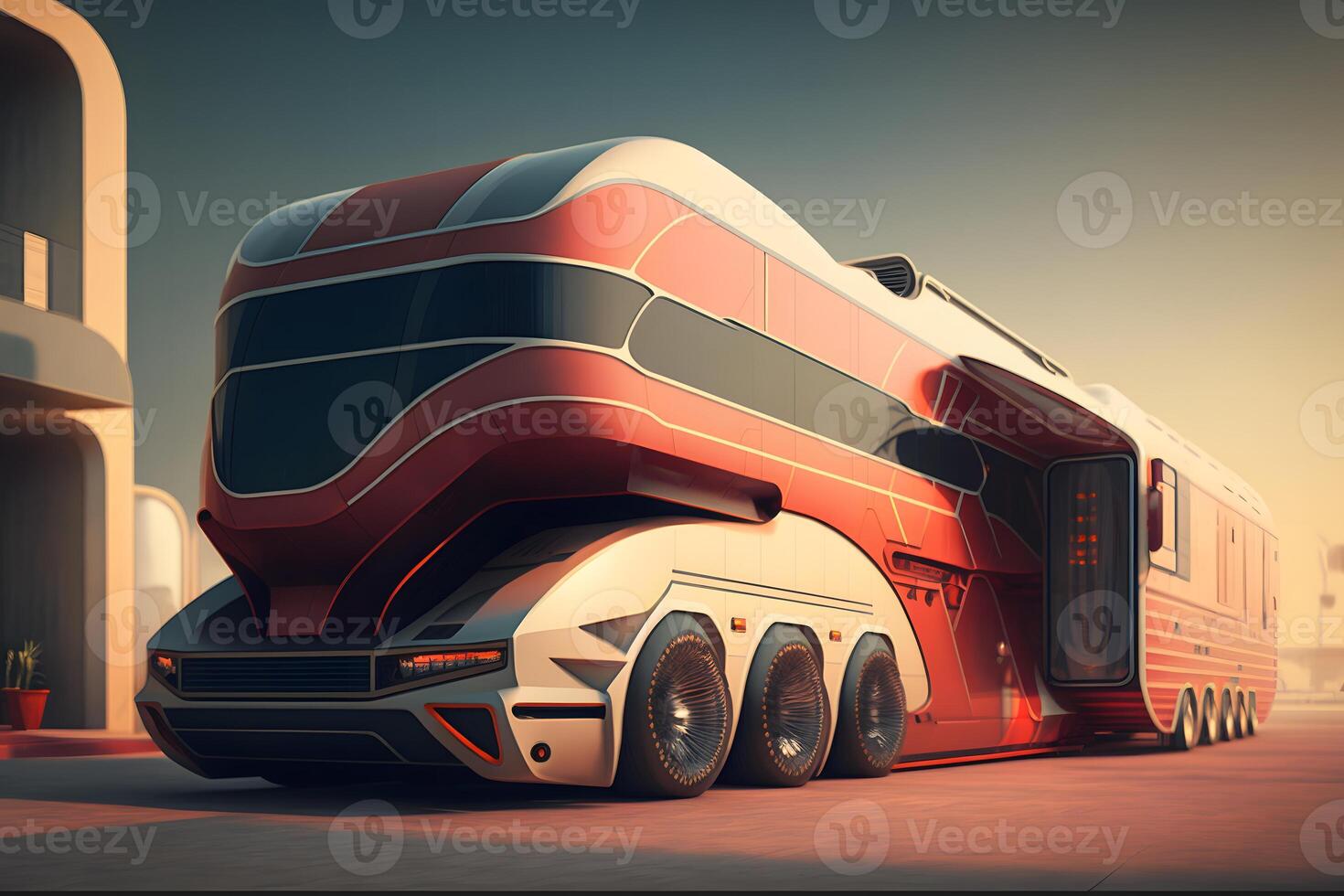 futuristic bus, cars of the future. Neural network AI generated photo