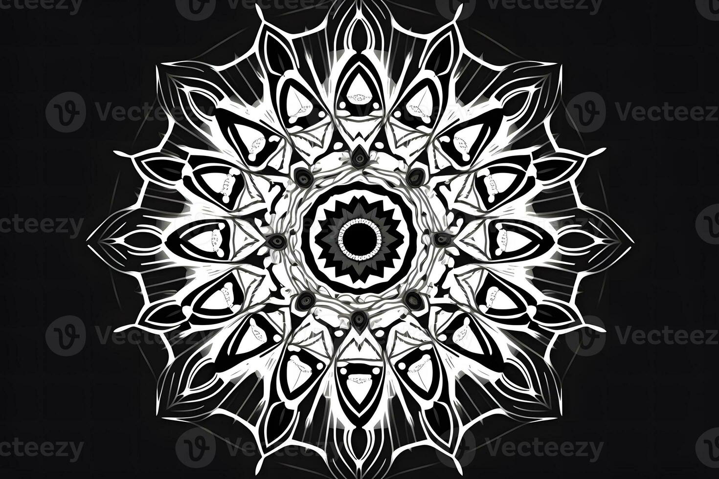 Flower Mandala. Vintage decorative elements. Oriental pattern. Neural network AI generated photo