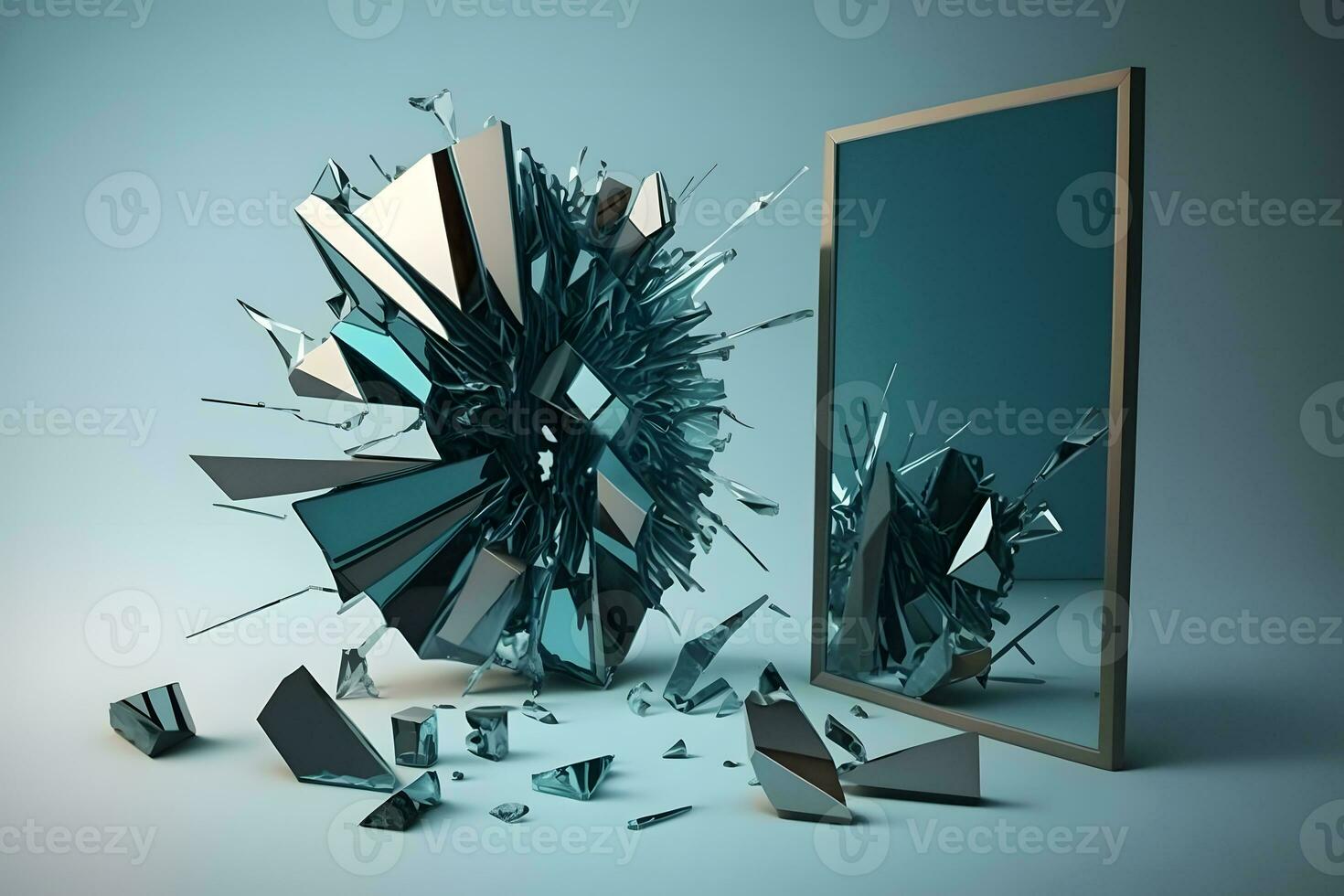 abstract composition with broken mirror. Neural network AI generated photo