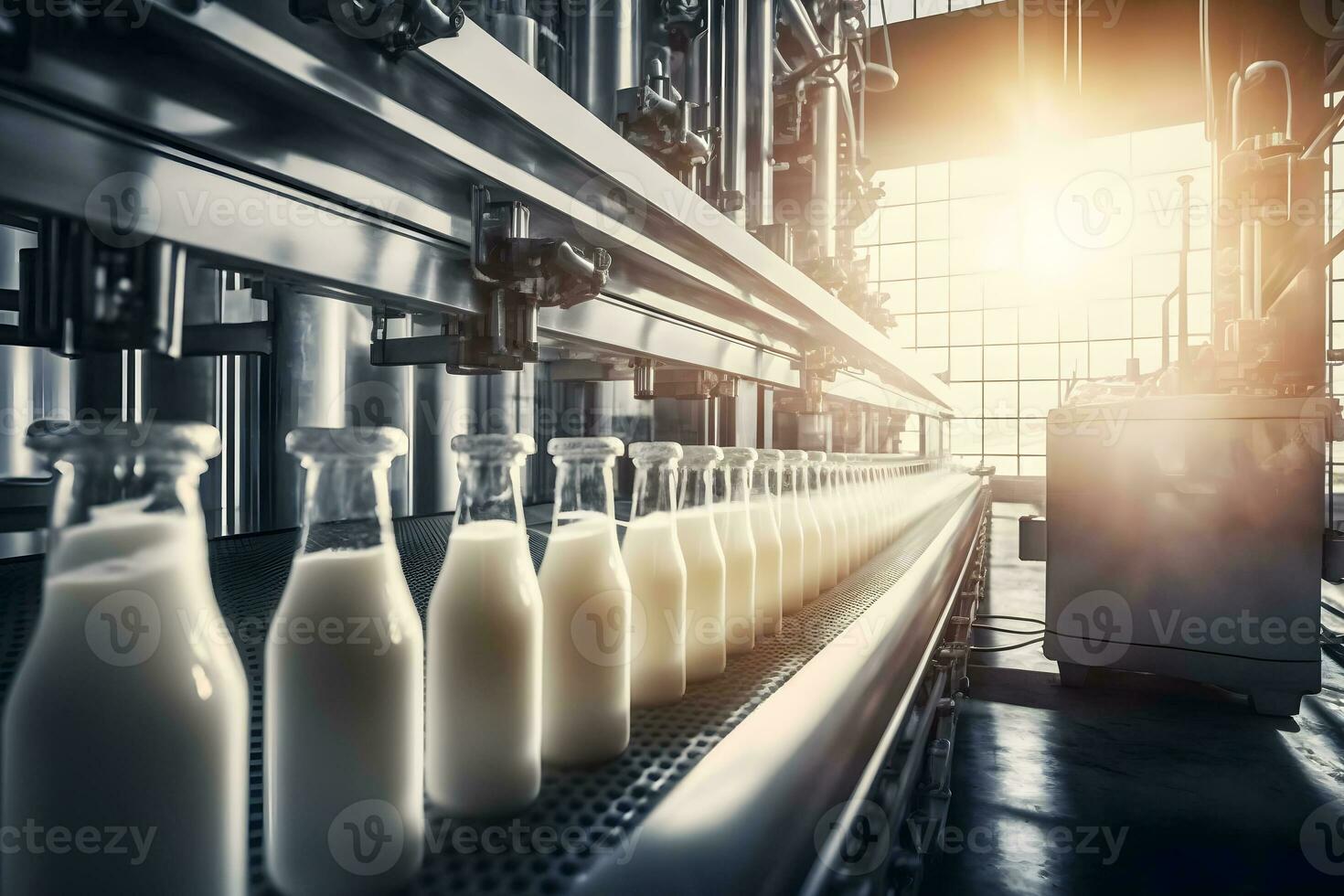 milk production in a factory. Neural network AI generated photo