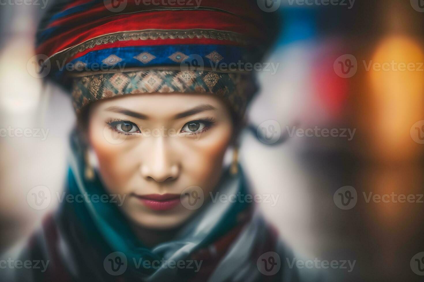 Portrait of an ethnic Korean woman. Neural network AI generated photo