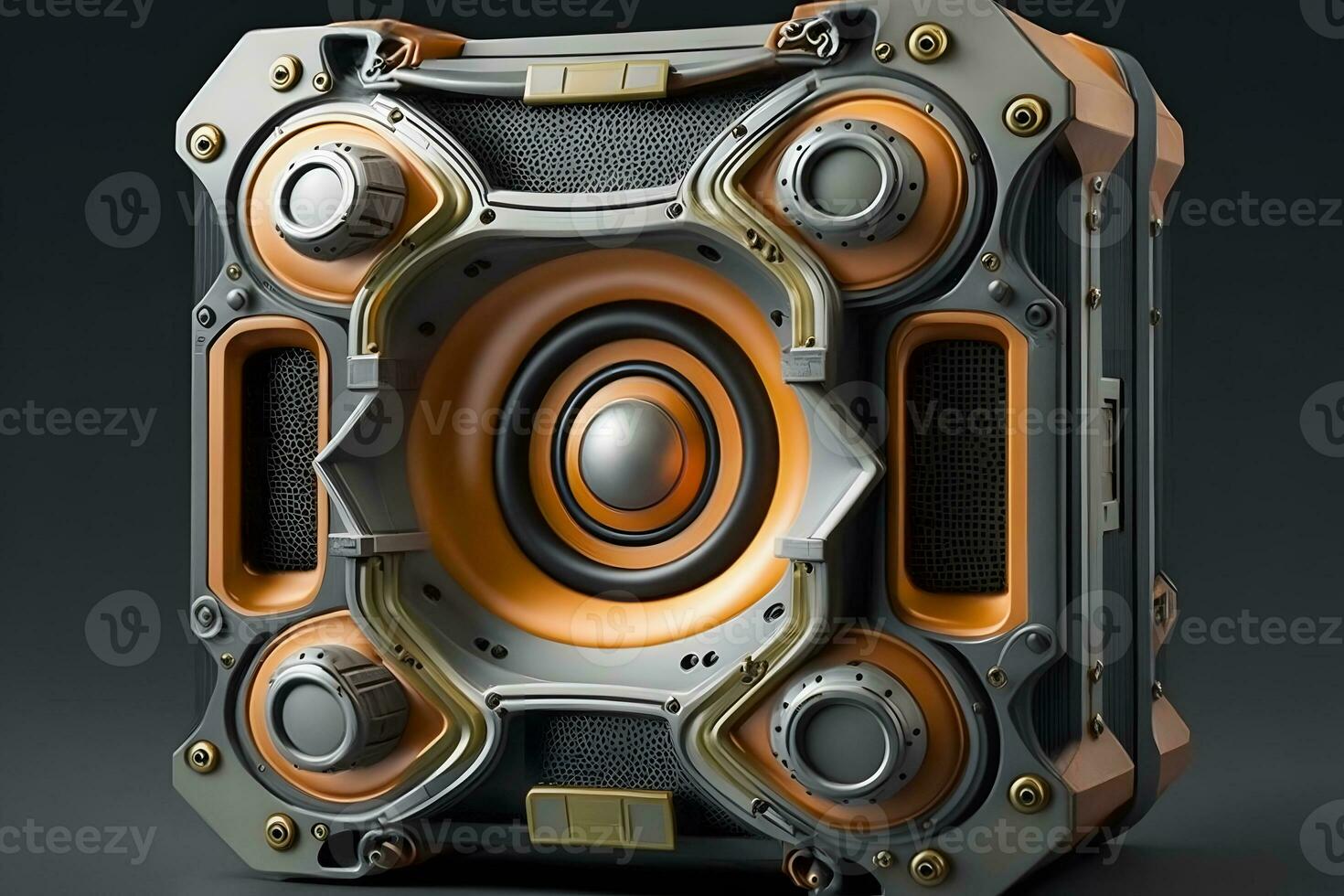 Subwoofer dynamic membrane or sound speaker. Neural network AI generated photo