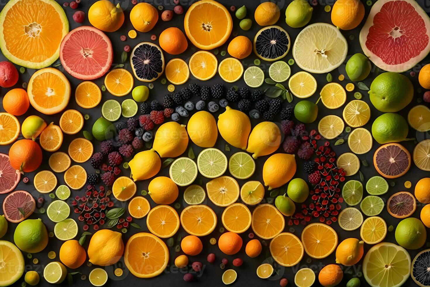 Fruit colorful background. Neural network AI generated photo