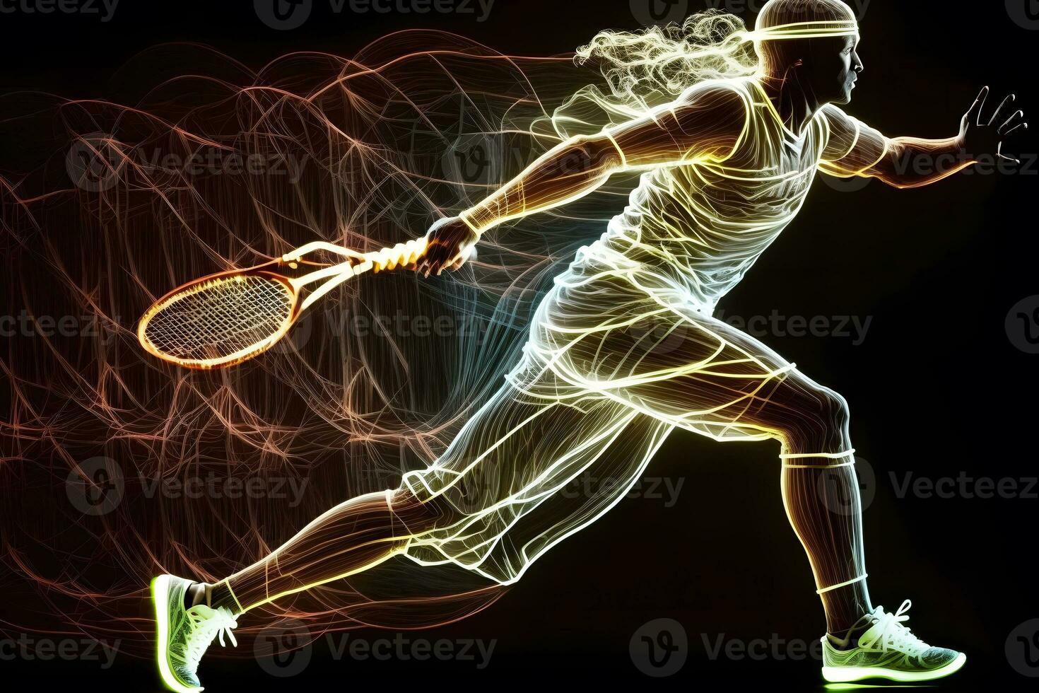 Tennis player sport portrait abstract background. Neural network AI generated photo