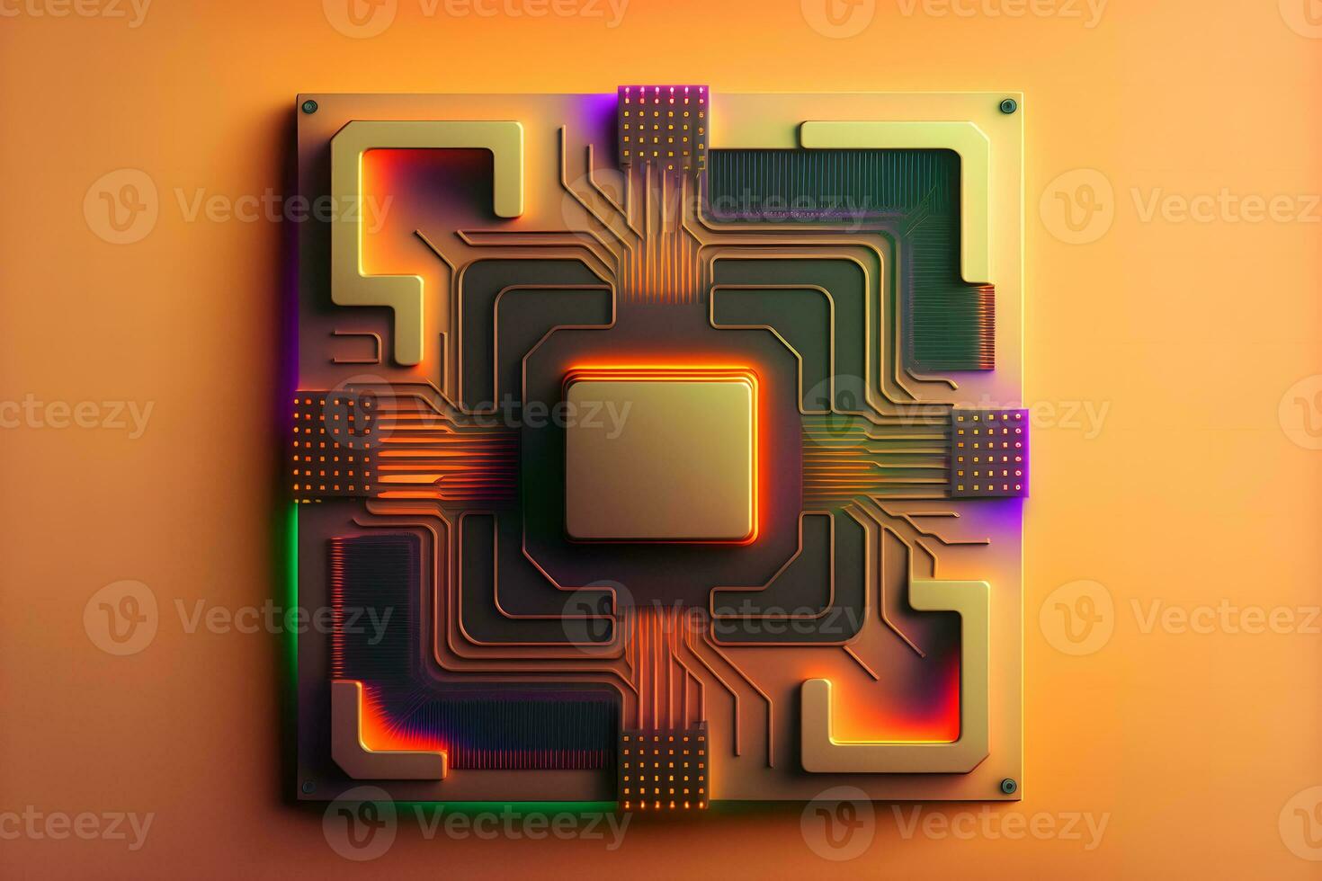 CPU processor with modern futuristic technology appearance. Neural network generated art photo