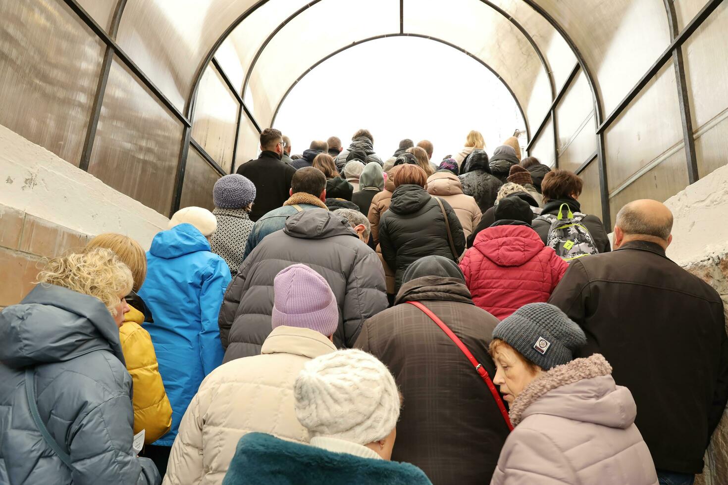 TERNOPIL, UKRAINE - APRIL 2, 2023 Many people during mission in complex of Ukrainian Jerusalem in the Mari spiritual center of Zarvanytsia In the Terebovlya district of the Ternopil photo