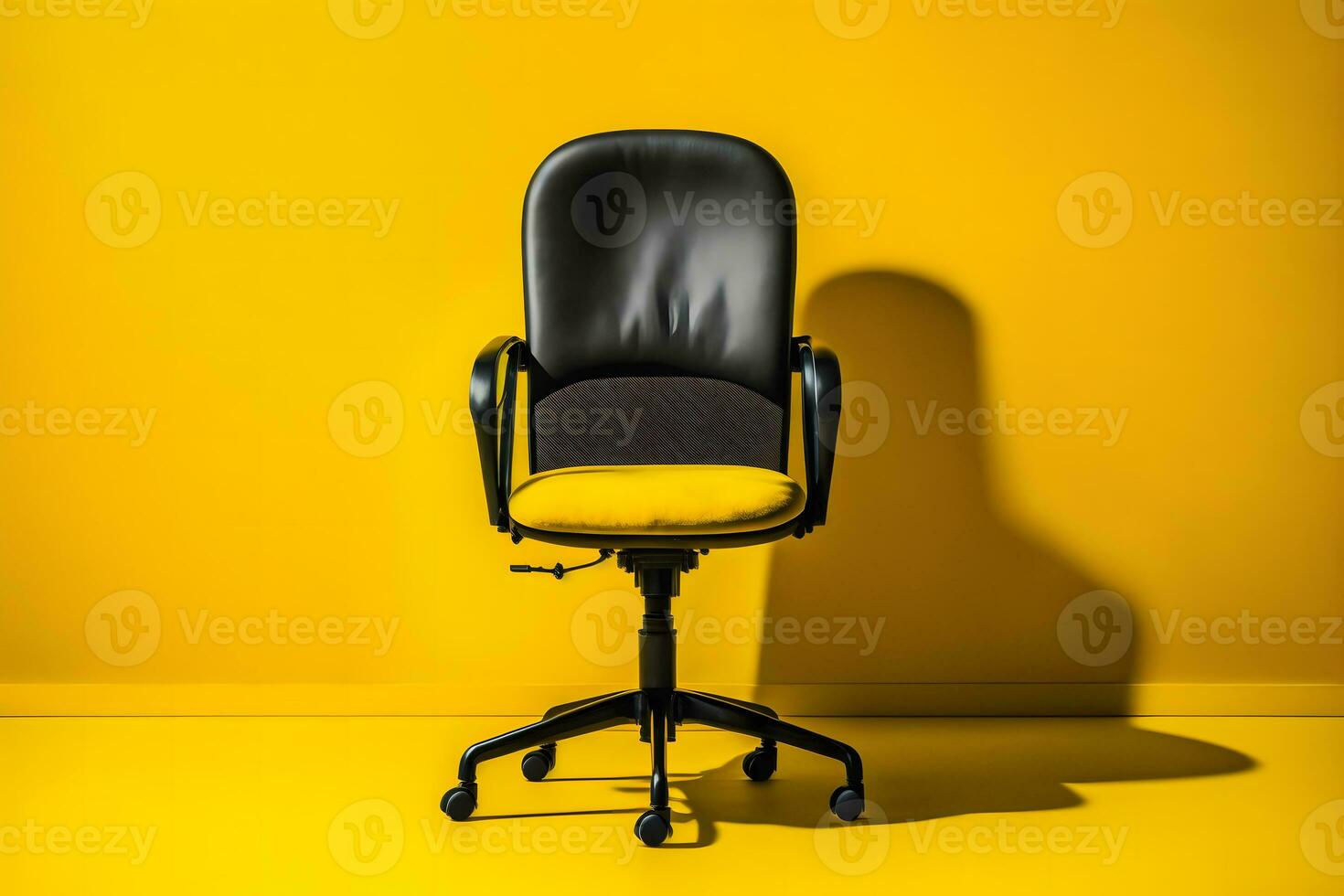 Office chair on yellow background. Neural network AI generated photo