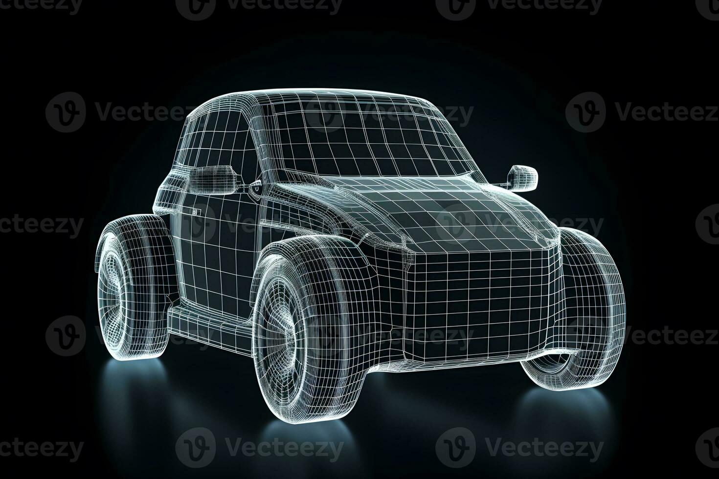 car of the future hologram neon on a black background. Neural network AI generated photo