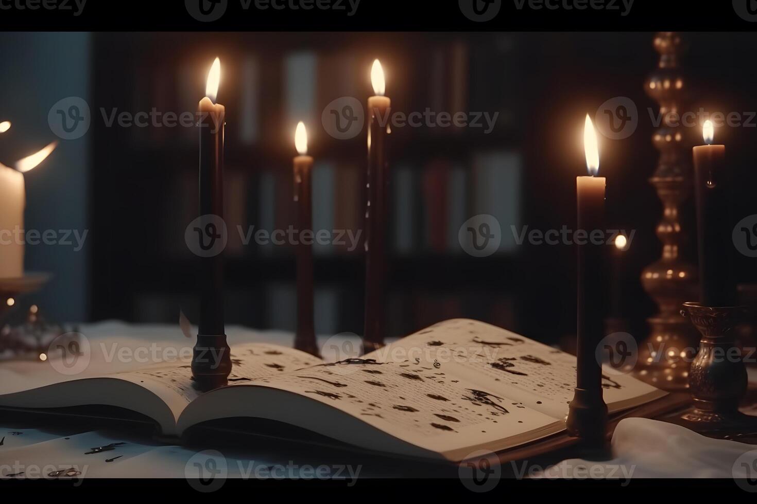 Witch book of magic. Neural network AI generated photo