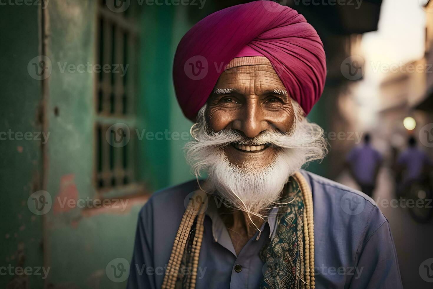 Portrait of elderly bearded Brahman. Neural network AI generated photo