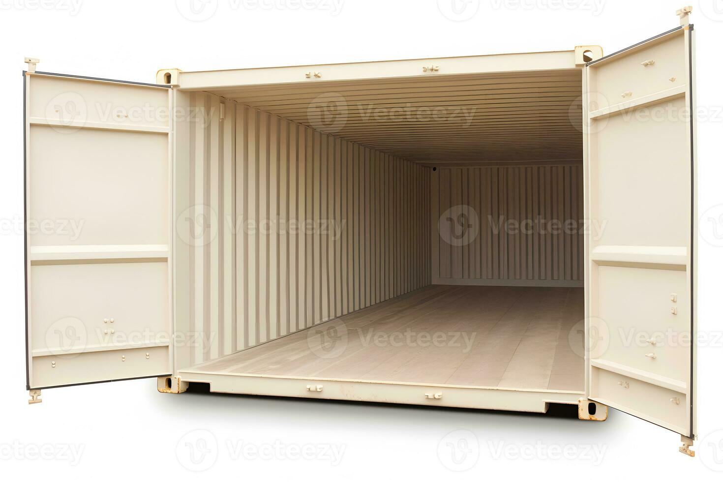 Container, open door, white background. Neural network AI generated photo