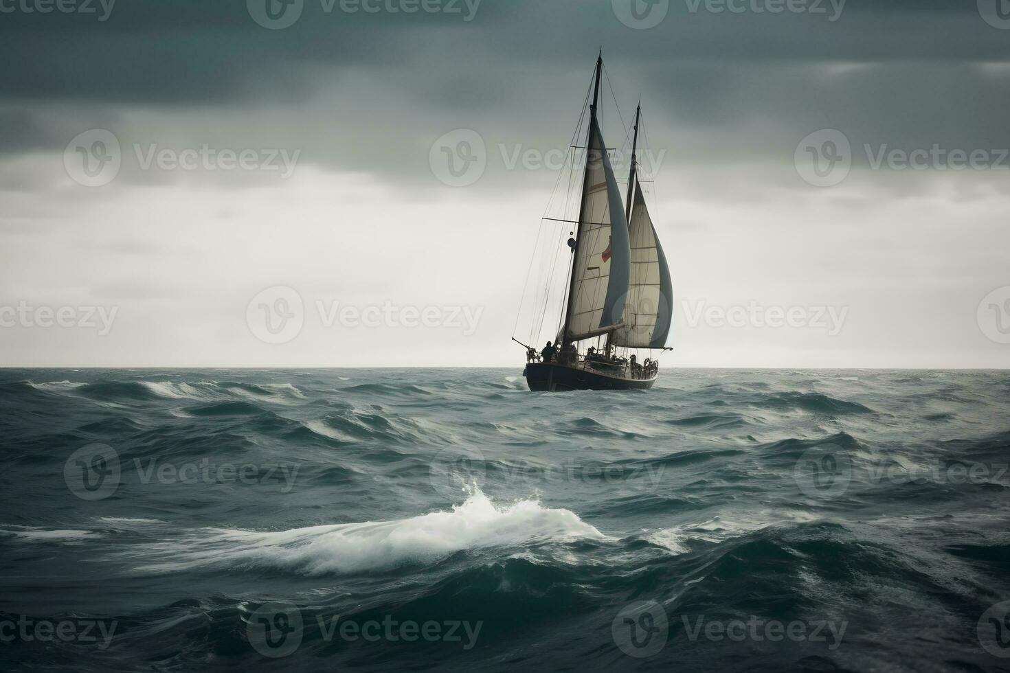 Sailing boat at sea. Neural network AI generated photo