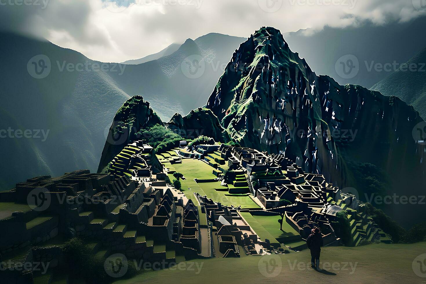 machu picchu, un peruano histórico santuario. neural red ai generado foto