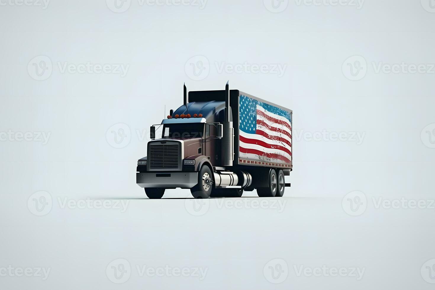 Truck, transport, American flag. Neural network AI generated photo