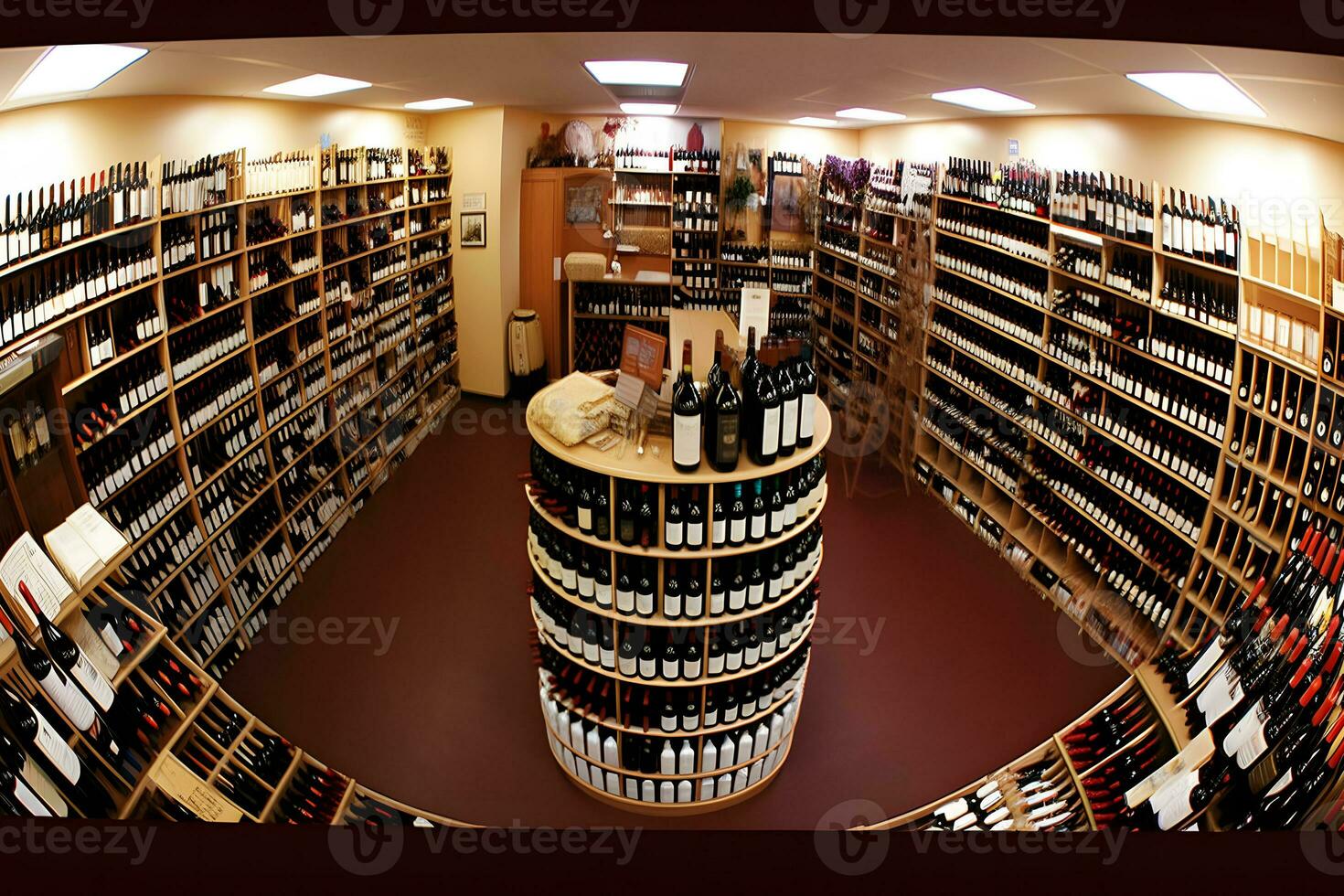 Wine store. Department of alcohol in the supermarket. Elite strong drinks. Neural network AI generated photo