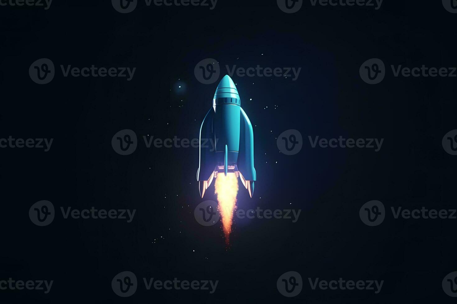 Rocket is flying on the sky,start up concept. Neural network AI generated photo