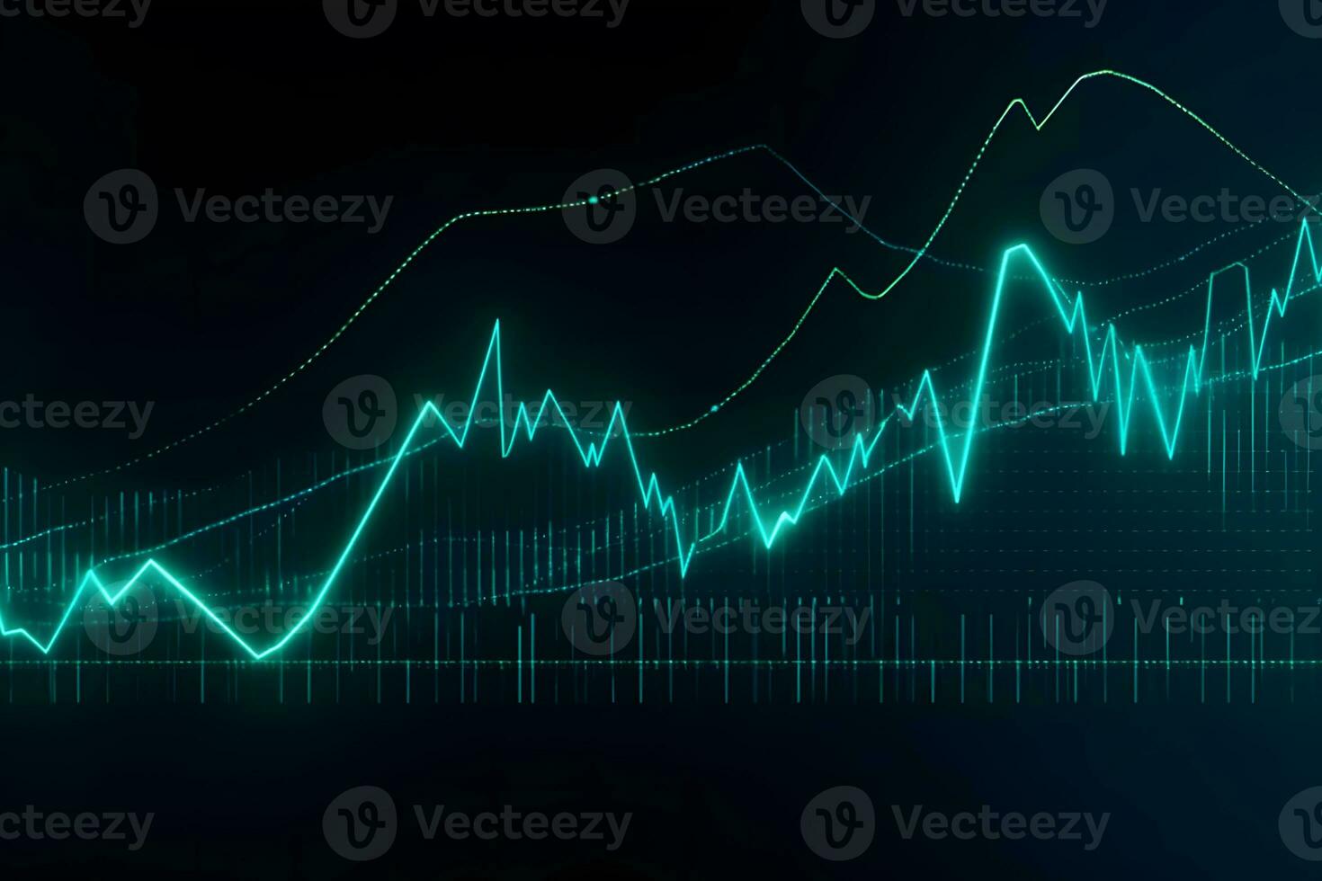 valores mercado comercio grafico y candelero gráfico en pantalla monitor para financiero inversión y económico concepto. neural red ai generado foto