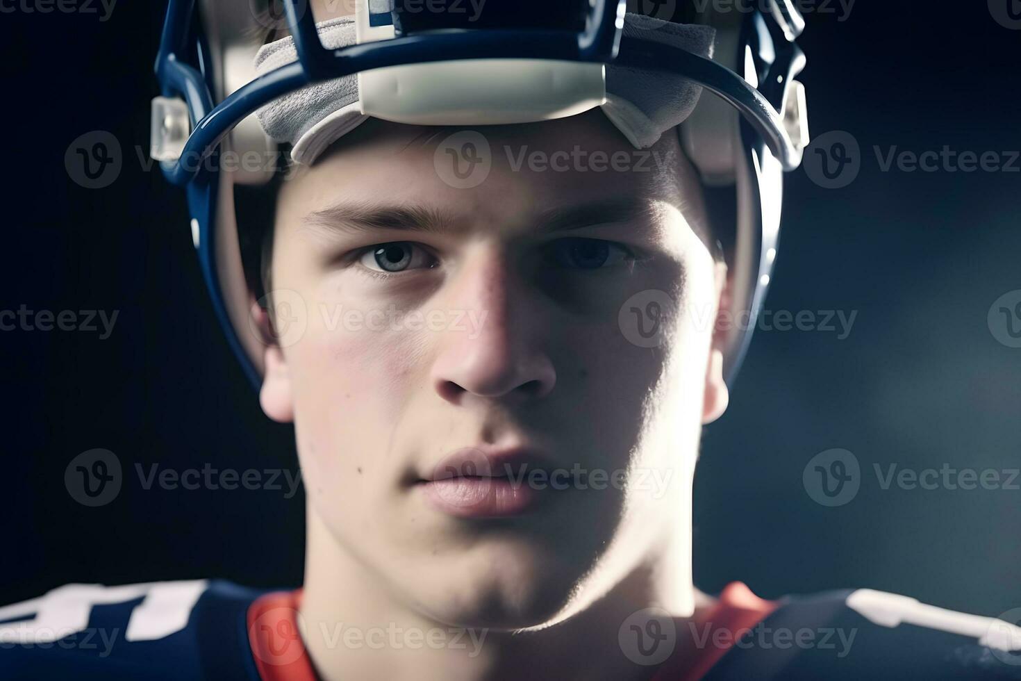 American football sportsman player on stadium. Neural network AI generated photo
