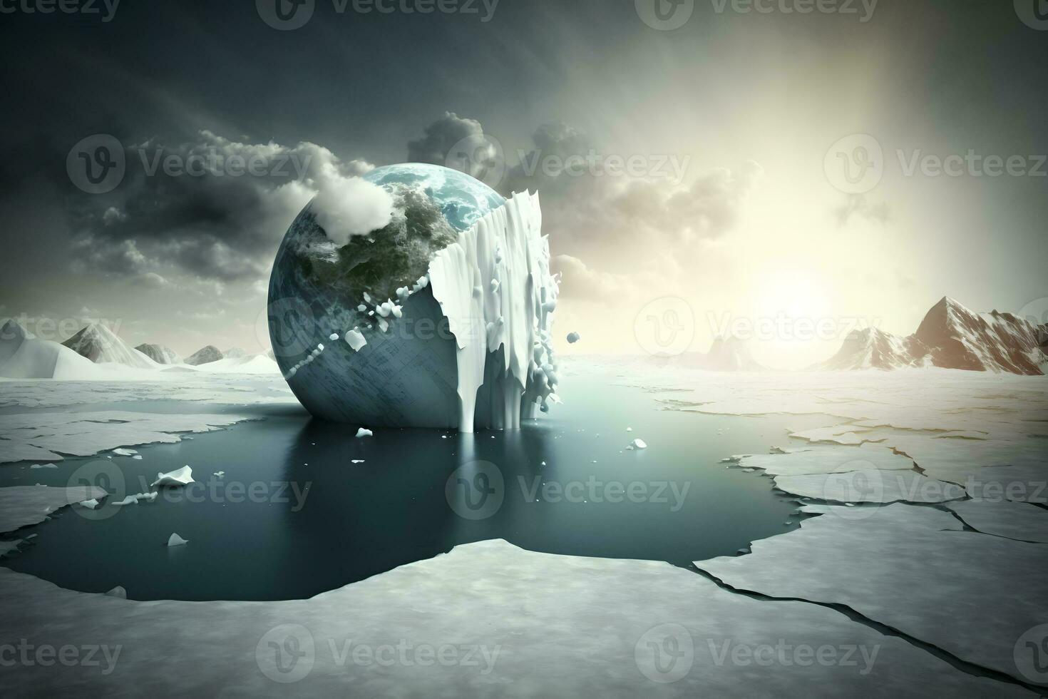 glaciares y el icebergs de Antártida. neural red generado Arte foto