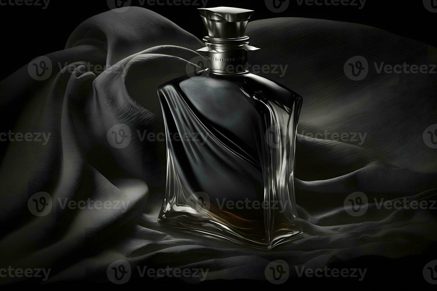 botella de de los hombres perfume con negro satín tela. neural red generado Arte foto