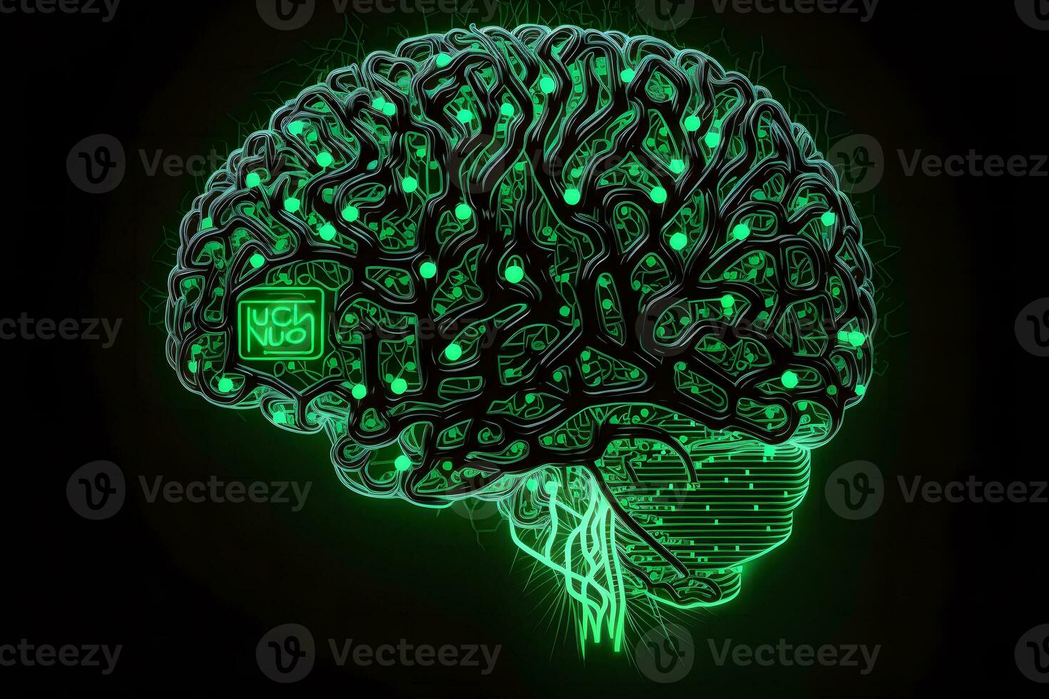 humano inteligencia con humano cerebro adentro. neural red ai generado foto