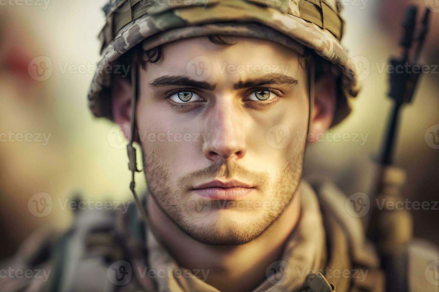 Proud army soldier portrait. Neural network AI generated photo