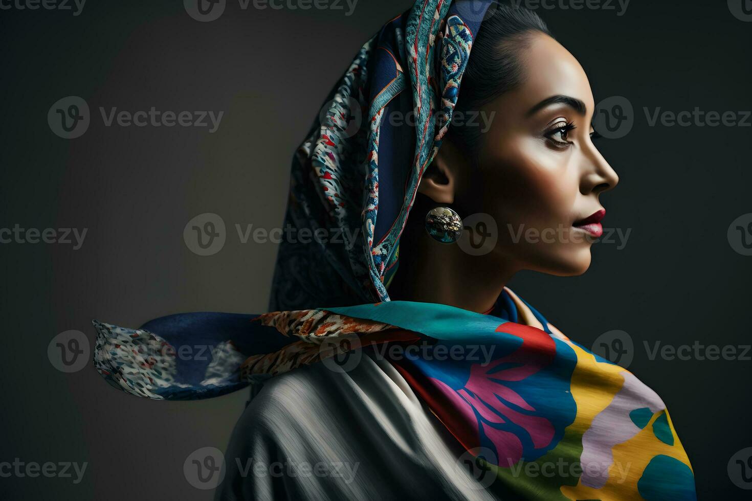 portrait of a Muslim woman in profile. Neural network AI generated photo