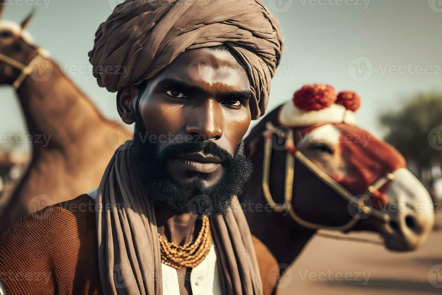Local Emirati man. Bedouin from United Arab Emirates. Neural network AI generated photo