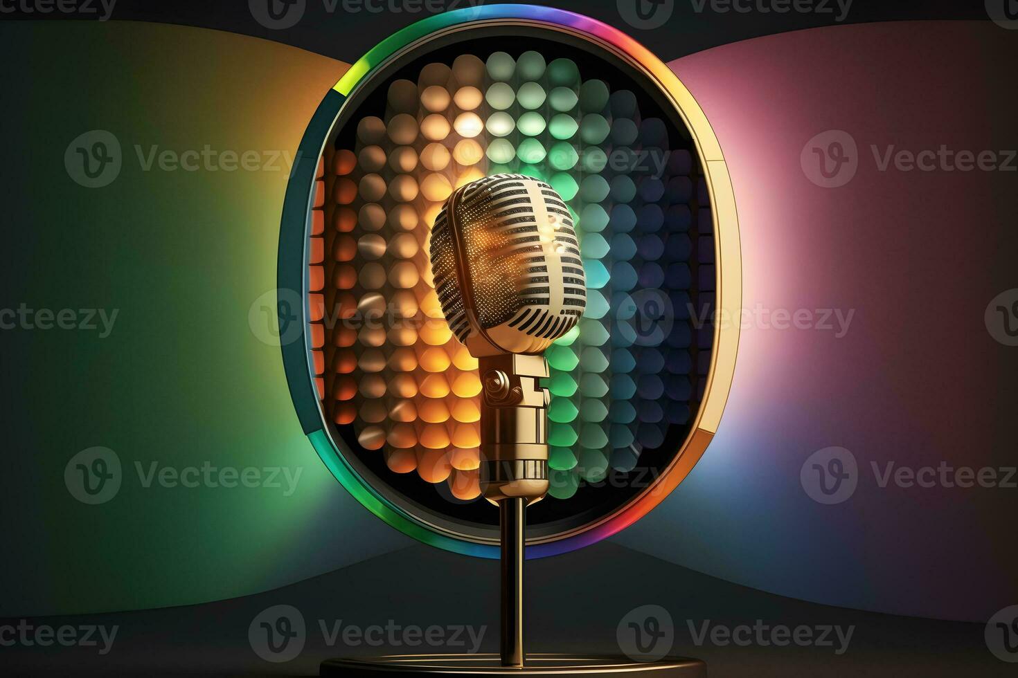 Retro microphone. Dynamic microphone. Neural network AI generated photo