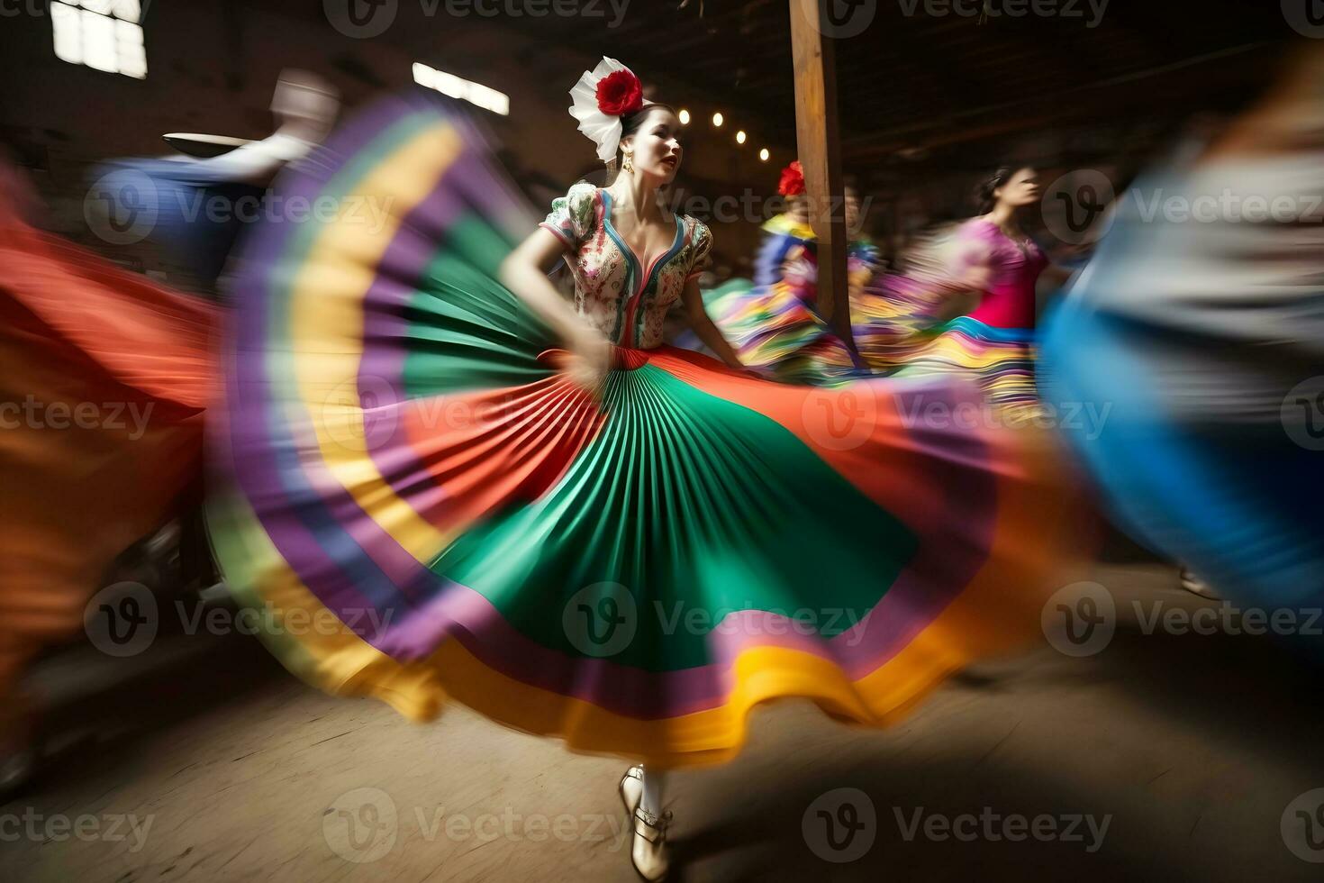 bailarín participa a el cinco Delaware mayonesa festival en movimiento. neural red ai generado foto