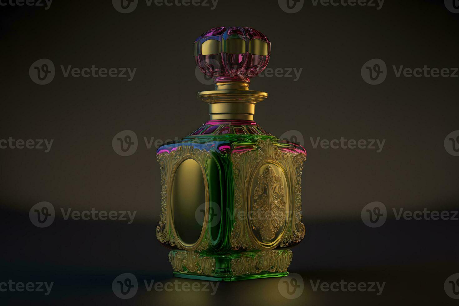 A Bottle of Perfume Women Eau De Parfum in Bottle Isolated on Black. Fragrance for Women Perfume Spray. Neural network generated art photo