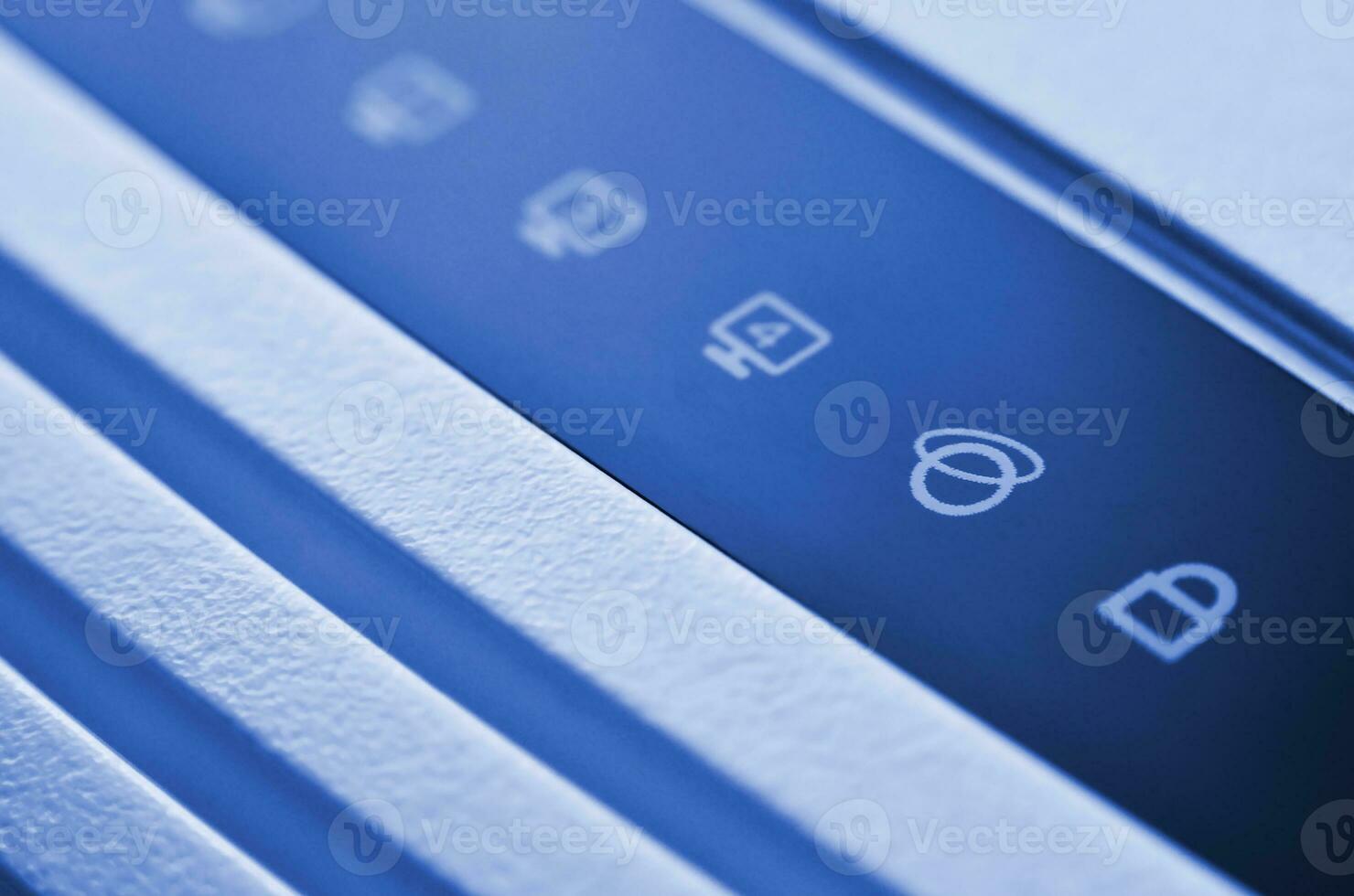 Closeup of internet router LED lights showing connection status. Emitting diode wireless on white plastic internet wi-fi cable modem. phantom classic blue color tone photo