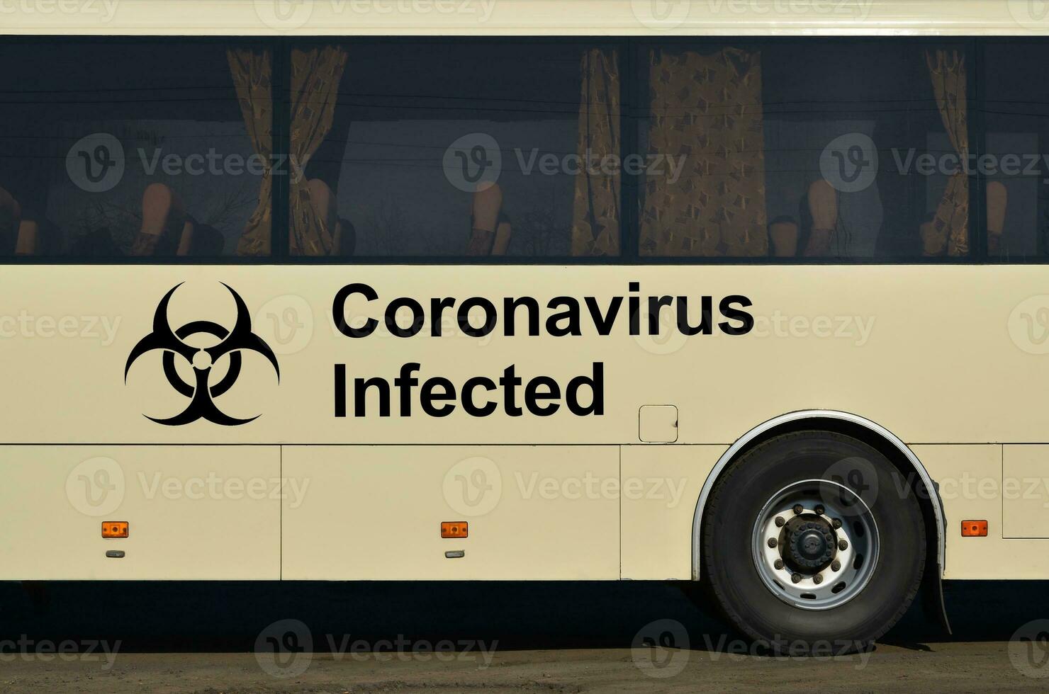 MERS-CoV Novel Corona virus concept with infected bus. Middle East Respiratory Syndrome abstract. Chinese infection photo